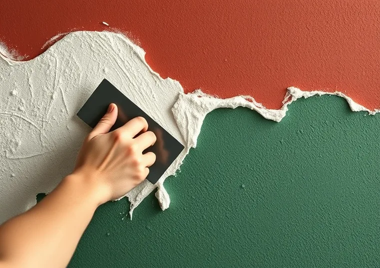 Application d'un enduit décoratif à la lisseuse sur un mur