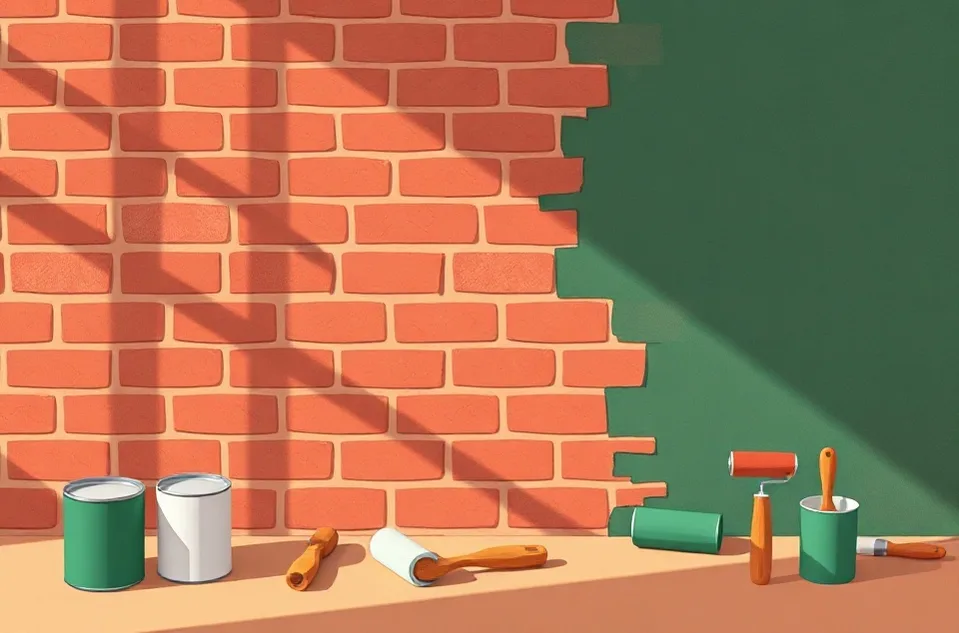 Outils de peinture disposés dans l'ordre des étapes du chantier
